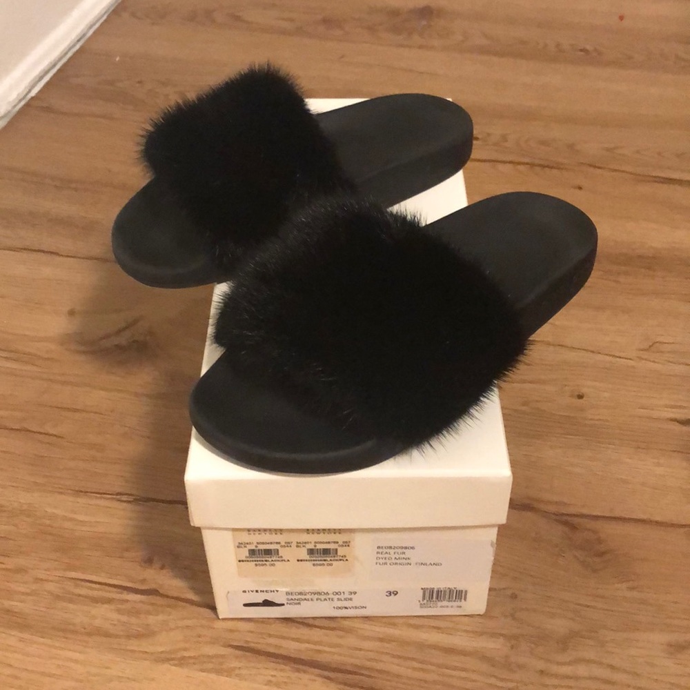 Givenchy mink fur slides